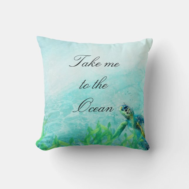 Coussin Sea Turtle Ocean Beach Art Élégant Tropical Chic (Recto)