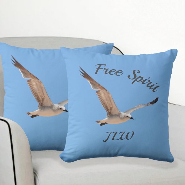 Coussin Seagull en vol libre Spirit Sky Blue (Créateur téléchargé)