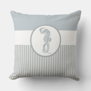 Coussin Seahorse Bleu Classique Nautique Élégant