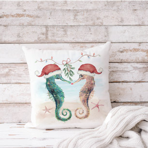 Coussin Seahorse Christmas Kiss Beach Coton
