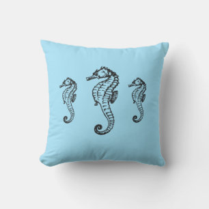 Coussin Seahorse Trio bleu
