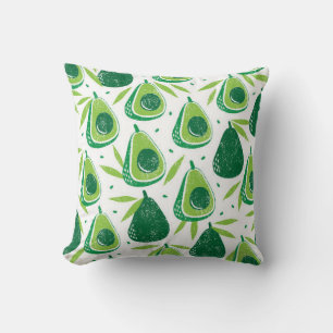 Coussin Seamless pattern with avocados. Stamp textured. vi
