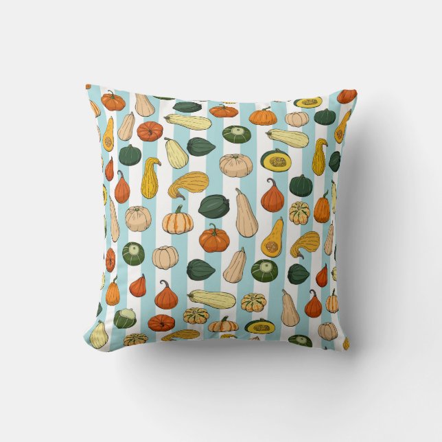 Coussin Seamless pattern with different hand drawn squashe (Recto)