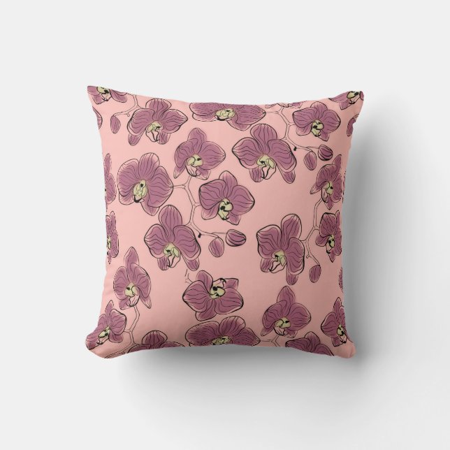 Coussin Seamless watercolor orchids phalaenopsis flowers w (Recto)