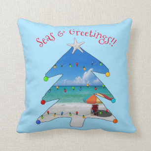 Coussin Seas et salutations Beach Arbre de Noël