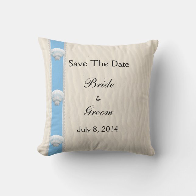 Coussin Seashell Beach Wedding Enregistrer La Date (Recto)