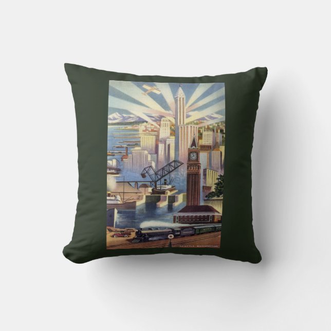 Coussin Seattle, Washington - vue du centre ville (Recto)