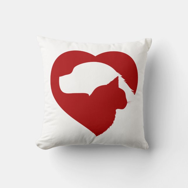 Coussin Secourez les animaux de compagnie Chat and Dog Red (Recto)