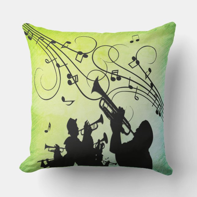 Coussin Section Trumpet Jazz Music Green (Recto)