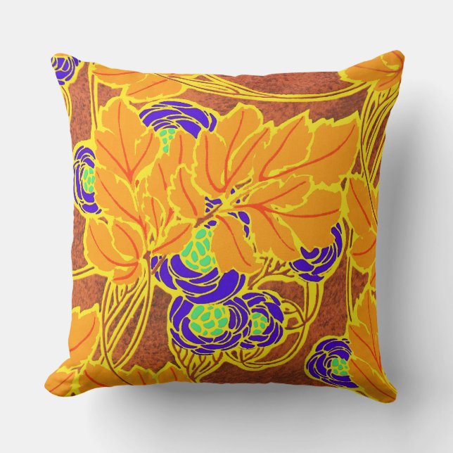 Coussin Séguy's Art Déco violet et vert (Recto)