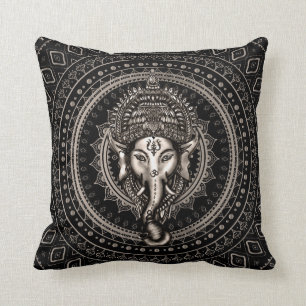 Coussin Seigneur Ganesha - noir de sépia