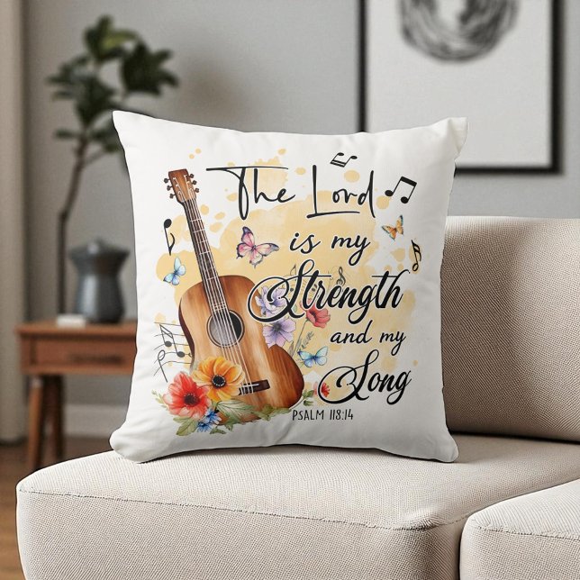 Coussin Seigneur Religieux Chrétien est Ma Force & Chant (Créateur téléchargé)