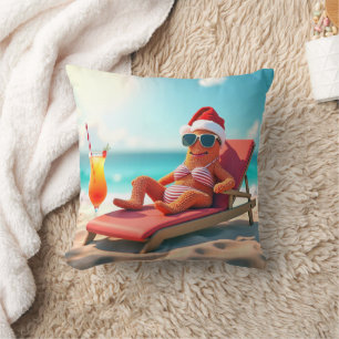 Coussin Seigneurie de Noël Bain de soleil dans un bikini