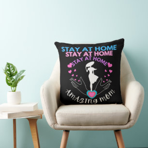 Coussin Séjour À La Maison Maman Mère Femme Noir Moderne C