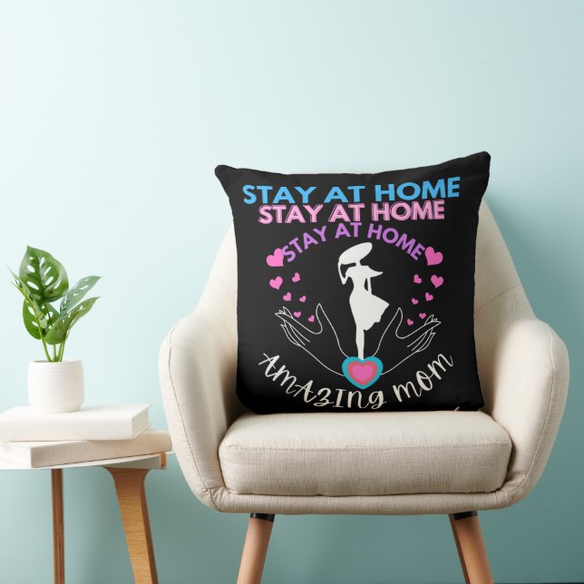 Coussin Séjour À La Maison Maman Mère Femme Noir Moderne C (Chaise)