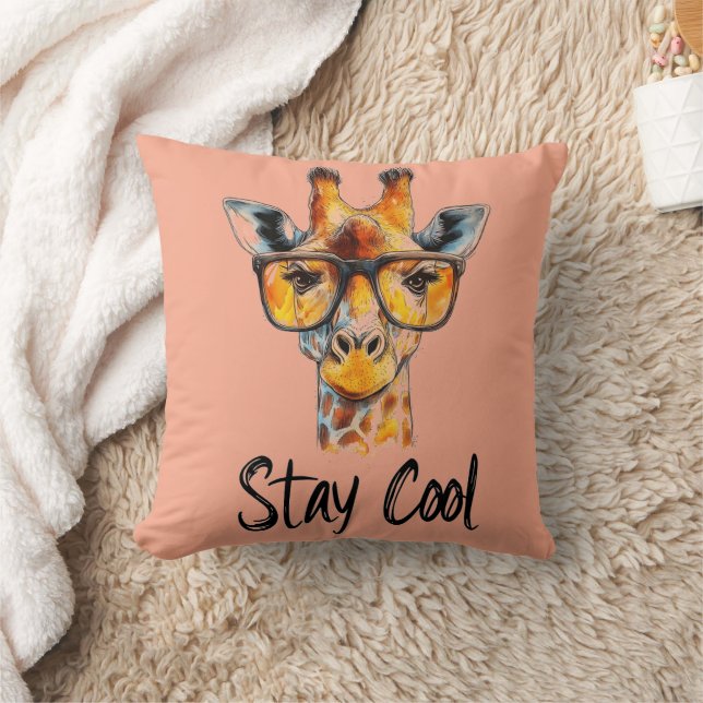 Coussin Séjour Cool - Giraffe avec lunettes de soleil Illu (Couverture)