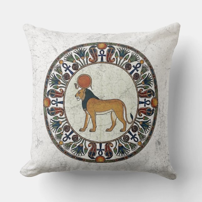 Coussin Sekhmet féroce : Lionne sacrée de l'Égypte ancienn (Recto)