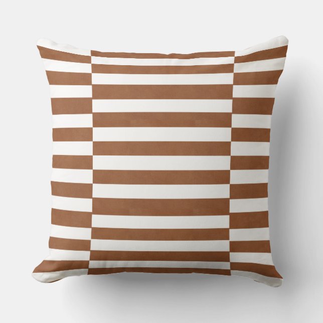 Coussin Selle Tan et blanc décalé Lignes épaisses (Recto)