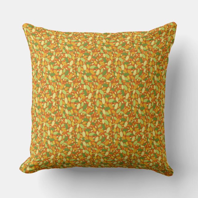 Coussin Semences Citrouilles d'Halloween Orange Beige Vert (Recto)