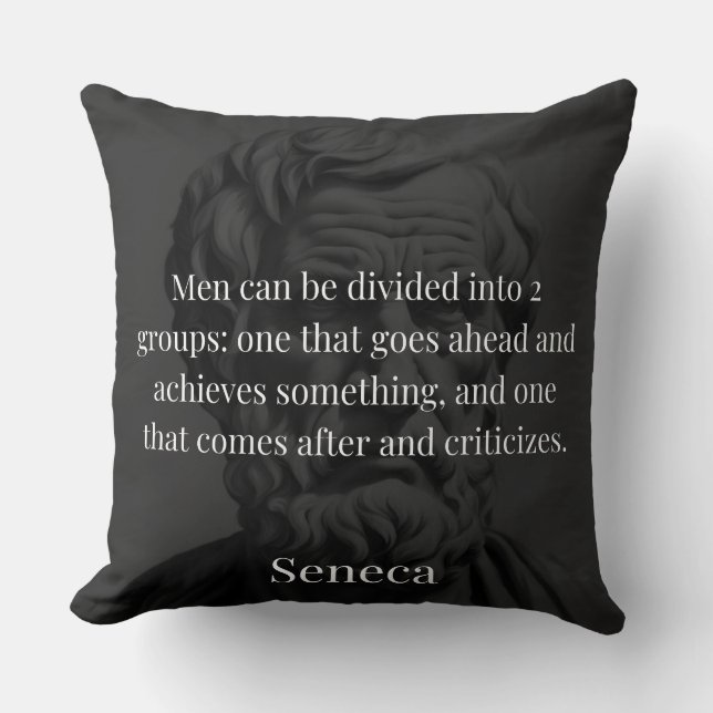 Coussin Seneca's Division : Les Doers et les Critiques (Recto)