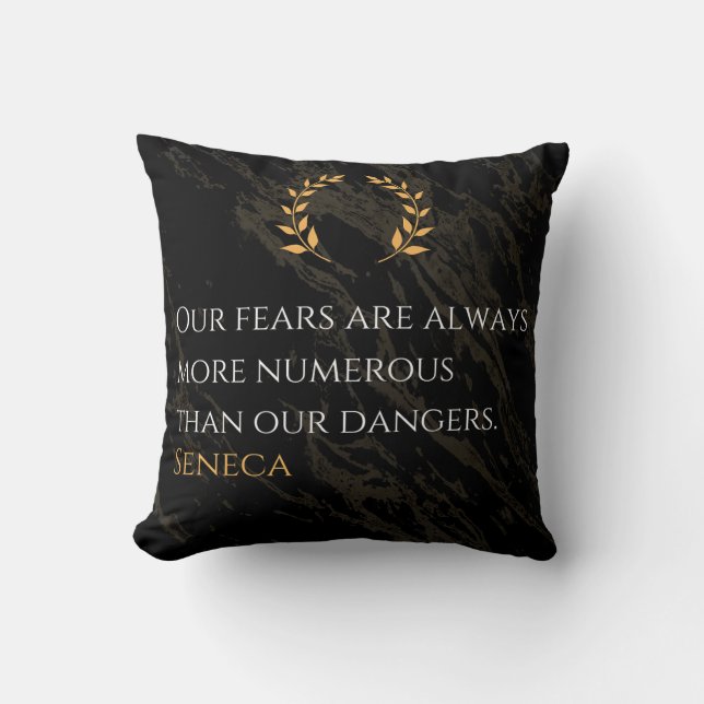 Coussin Seneca's Insight : Les peurs comparées aux dangers (Recto)