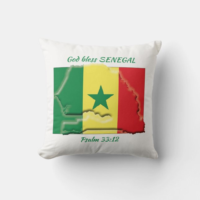 Coussin SÉNÉGAL DRAPEAU Écriture patriotique personnalisée (Recto)