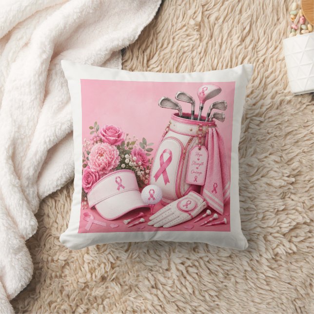 Coussin Sensibilisation au cancer du sein avec ruban rose (Couverture)