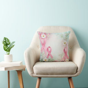 Coussin Sensibilisation au cancer du sein Rubans et margue