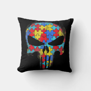 Coussin Sensibilisation sur l'autisme du crâne Tee Maman P