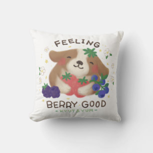 Coussin Sentez bien Berry : mignon chien avec baies