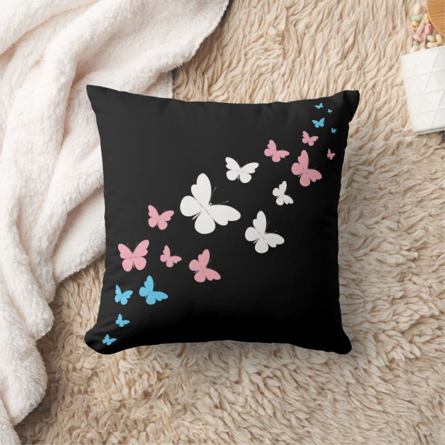 Coussin Sentier papillon de la fierté transgenre (Couverture)