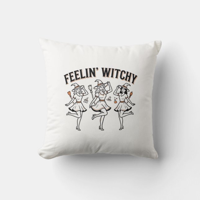 Coussin Sentiment Sorcière Rétro Sorcières Halloween (Recto)