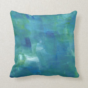 Coussin Sentiment Vert Bleu Abstrait.