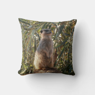 Coussin Sentinelle de garde : Meerkat sur fond vert luxuri