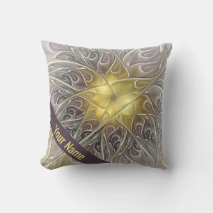 Coussin S'épanouir avec l'art abstrait moderne fleur nom o