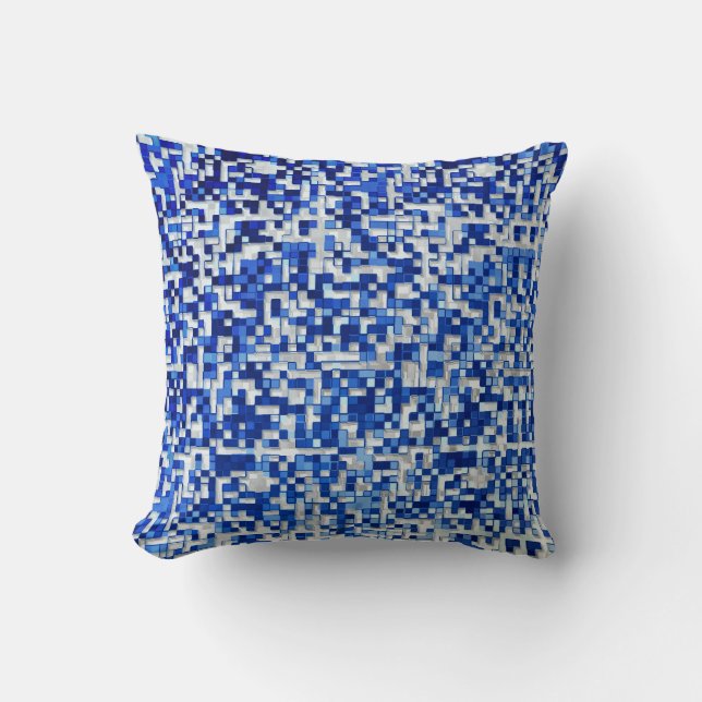 Coussin Séparé de nombreux petits carrés, dans les tons bl (Recto)