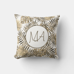 Coussin Sepia Monogrammé Tropical Jungle Décor Feutre