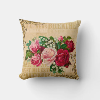 Coussin Sépia romantique conception roses rouges vintage s