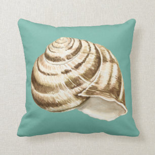 Coussin Sépia Shell rayé sur Teal