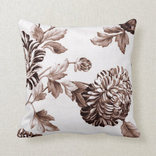 Coussin Sépia Toile floral vintage Brown No.2
