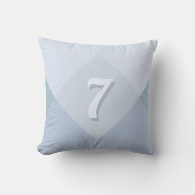 Coussin Sept chanceux modifiables sur des nuances de bleu  (Recto)