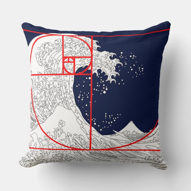 Coussin Séquence Fibonacci et la Grande Vague (Recto)