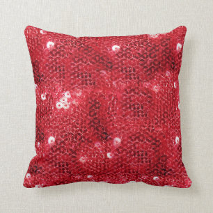 Coussin Séquins Faux - Motif Séquin Rouge