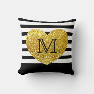 Coussin Séquins Glam/Or Coeur/Strié personnalisé
