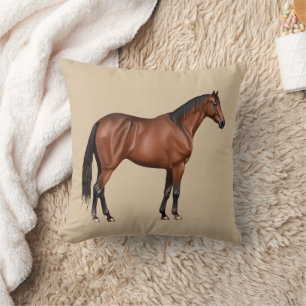 Coussin Serafina - cheval brun, debout -