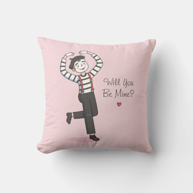 Coussin Seras-Tu Mime Drôle de Confession d'Amour Jeu de M (Recto)