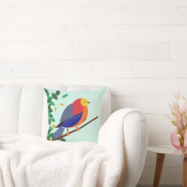 Coussin Sérénade chromatique : Oiseau sur une branche (Canapé)