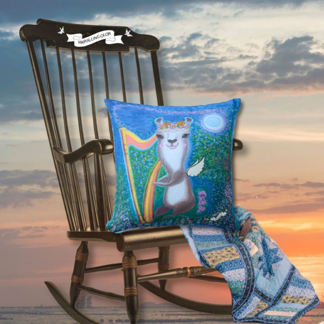 Coussin Serenade de l'ange de la lune à la harpe (How precious is a harp angel serenade under a silver moon.  
(Objects may look bigger for display))