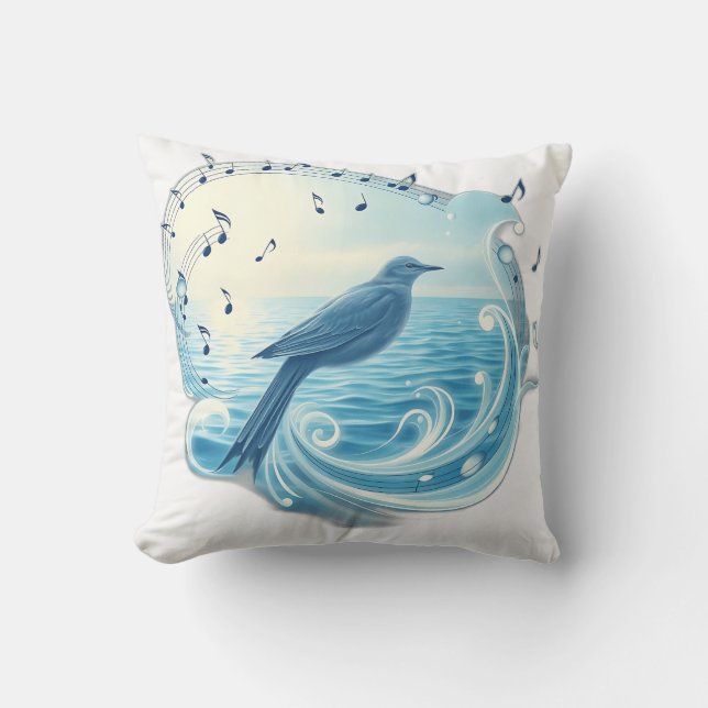 Coussin Serene Bird avec des notes musicales (Recto)