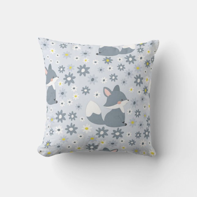 Coussin Serene Fox et Daisies (Recto)